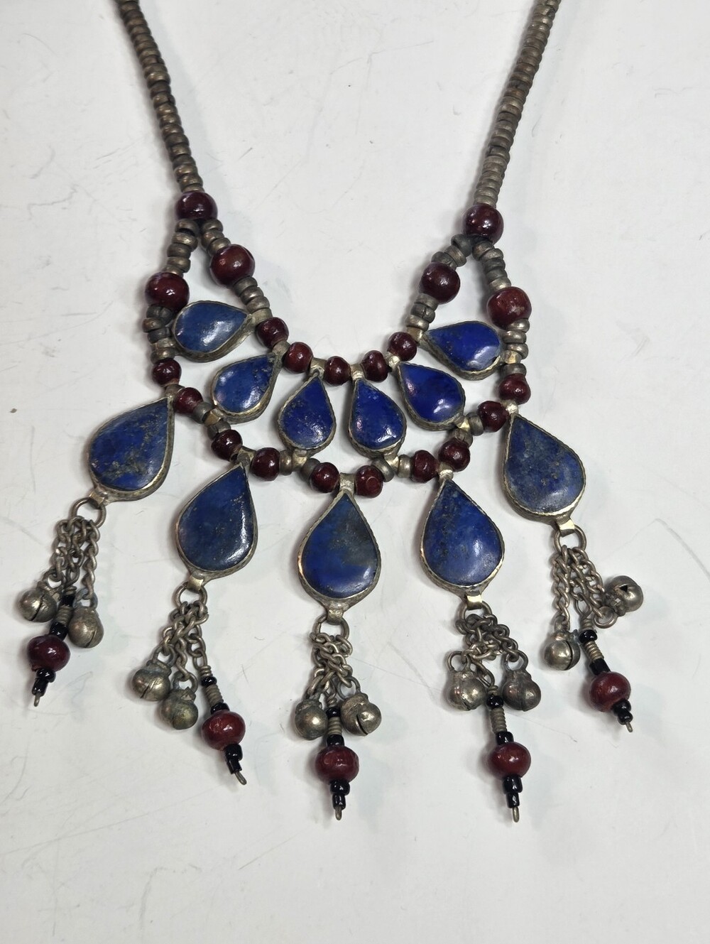 vintage afghan lapis lazuli necklace kuchi tribal ethnic ceremonial statement